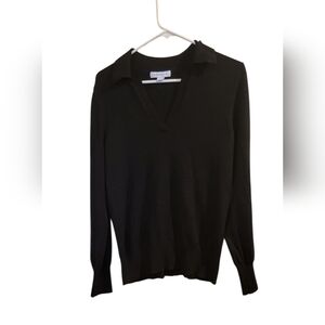 Liz Claiborne Collared Black Long Sleeve Sweater Size M